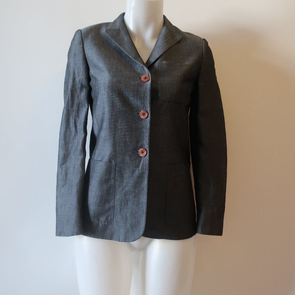 WOMENS KORS MICHAEL KORS BLACK LABEL GREEN LINEN BLEND SUIT JACKET 2 *